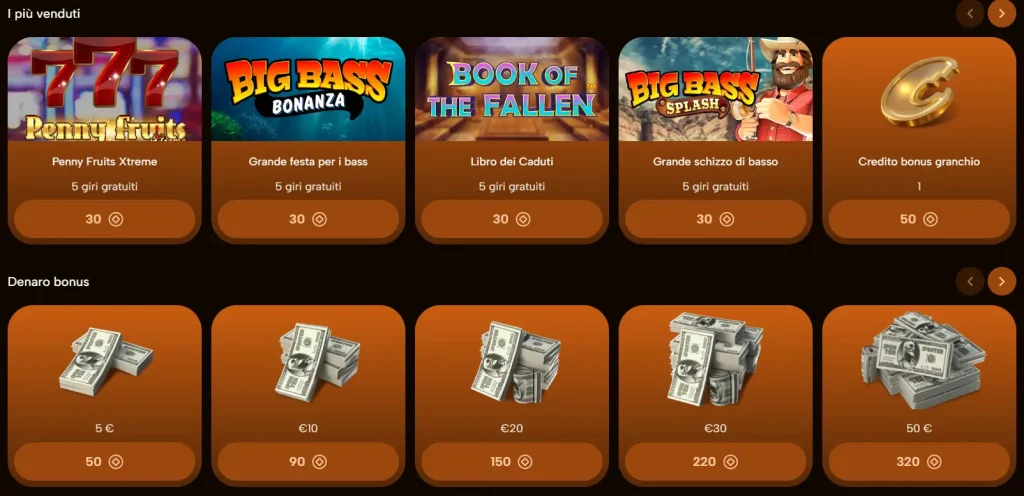Panteoncasino Casino Shop con munte, free spins e bonus in denaro